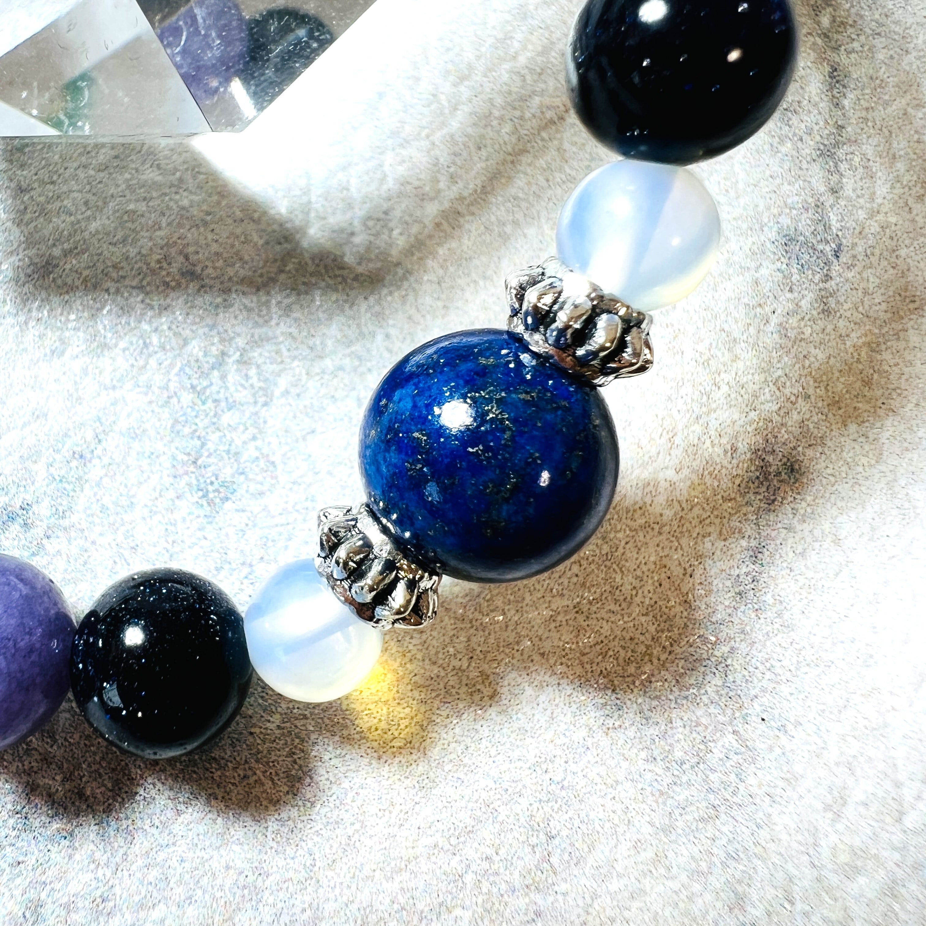 アクアマリン×ラピスラズリ×クラッククォーツ　天然石ブレスレット 楽天市場】幸運 お守り 幸福 パワーストーン ブレスレット