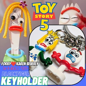 ★ブロックフィギュアキーホルダー★【トイ・ストーリー TOY STORY】フォーキー ♡ カレン・ビバリー / トイストーリー〚アメリカン雑貨 アメトイ〛