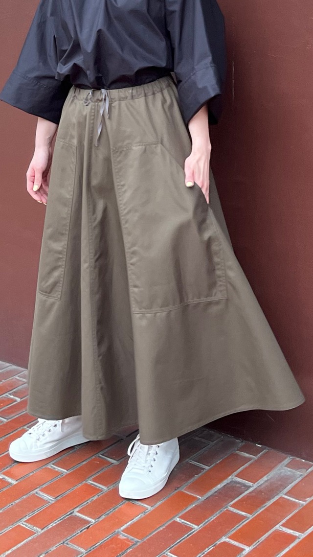 SOFIE D'HOORE -SCOUT- wide midi skirt with big patched pockets :KAKI, :DUNE,