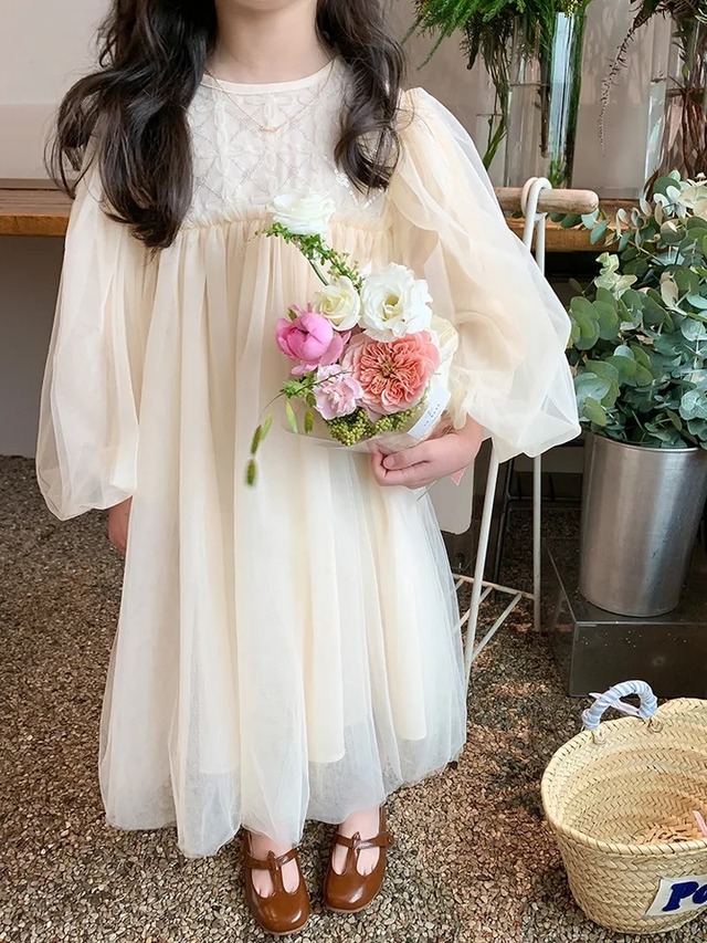 puff sleeve tulle  dress