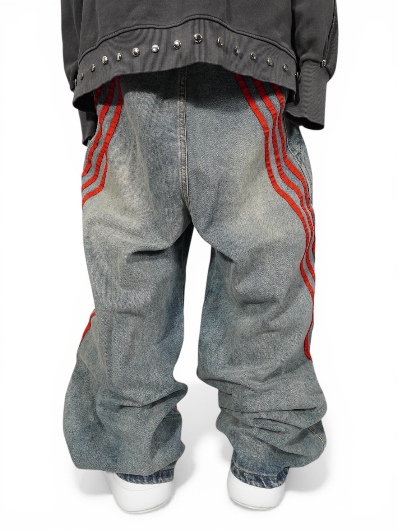 【PLANET STUDIO】red line wide denim pants