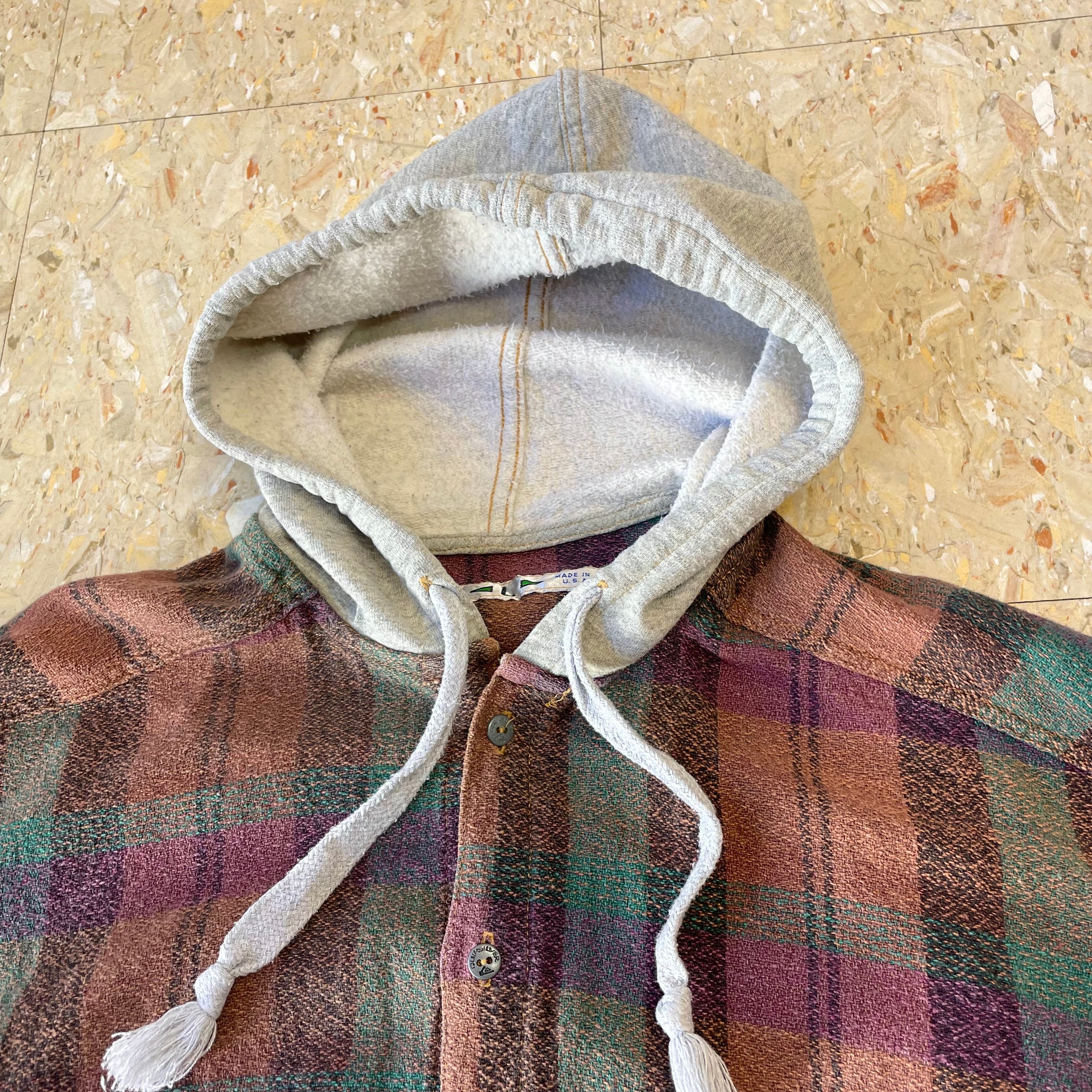90s USA製 【Quiksilver】 クイックシルバー フードネル シャツ