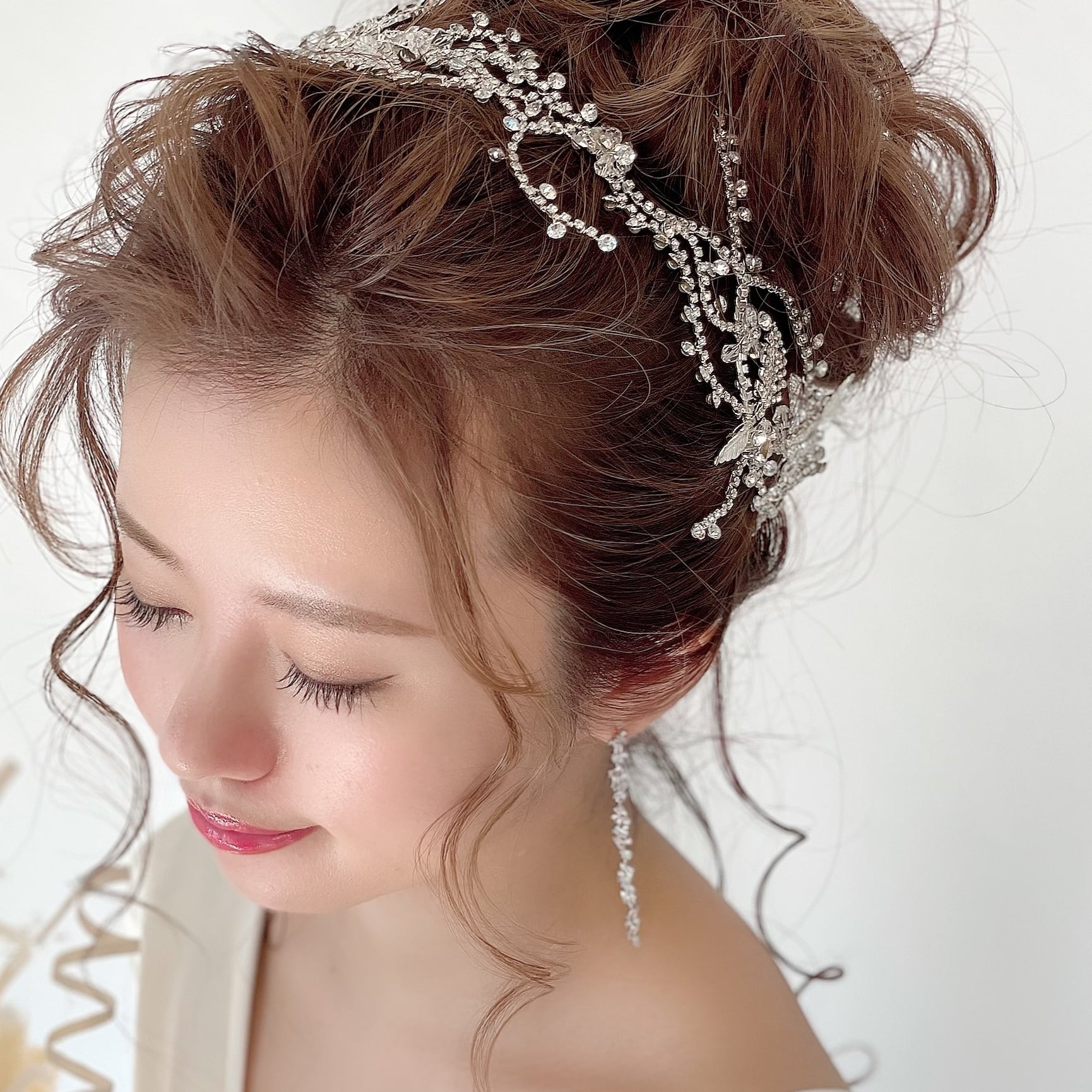 E-164 ウェディング アクセサリー【ジルコニア ロング ピアス】ブライダル