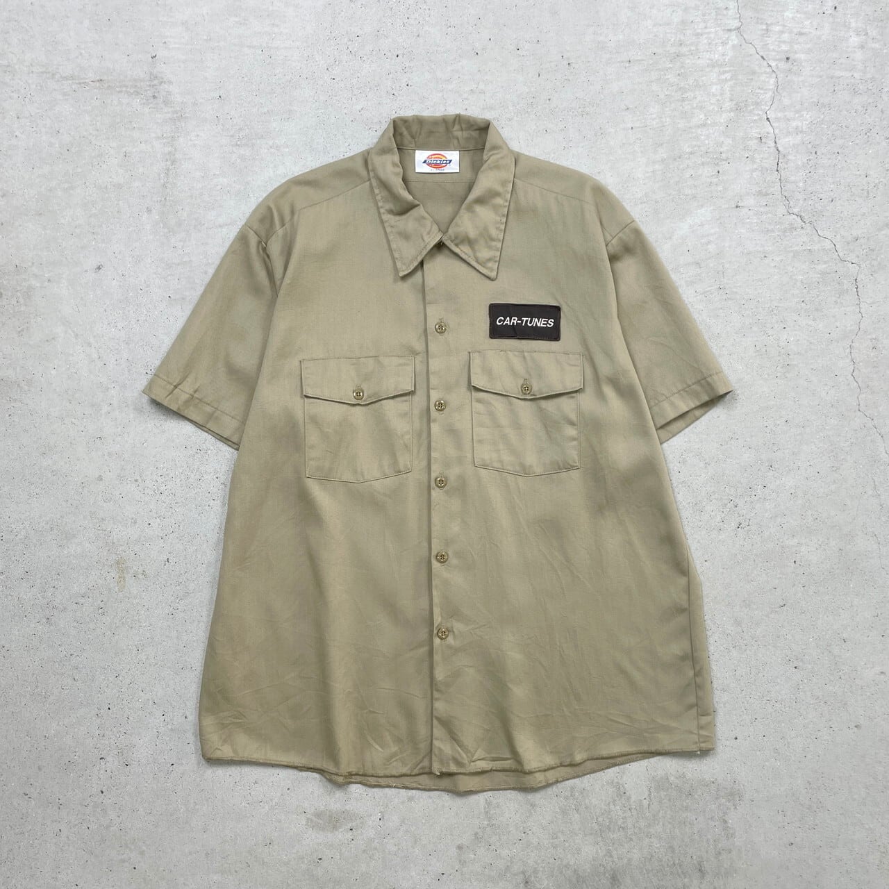 90年代 Dickies ディッキーズ 半袖 ワークシャツ ワッペン メンズXL