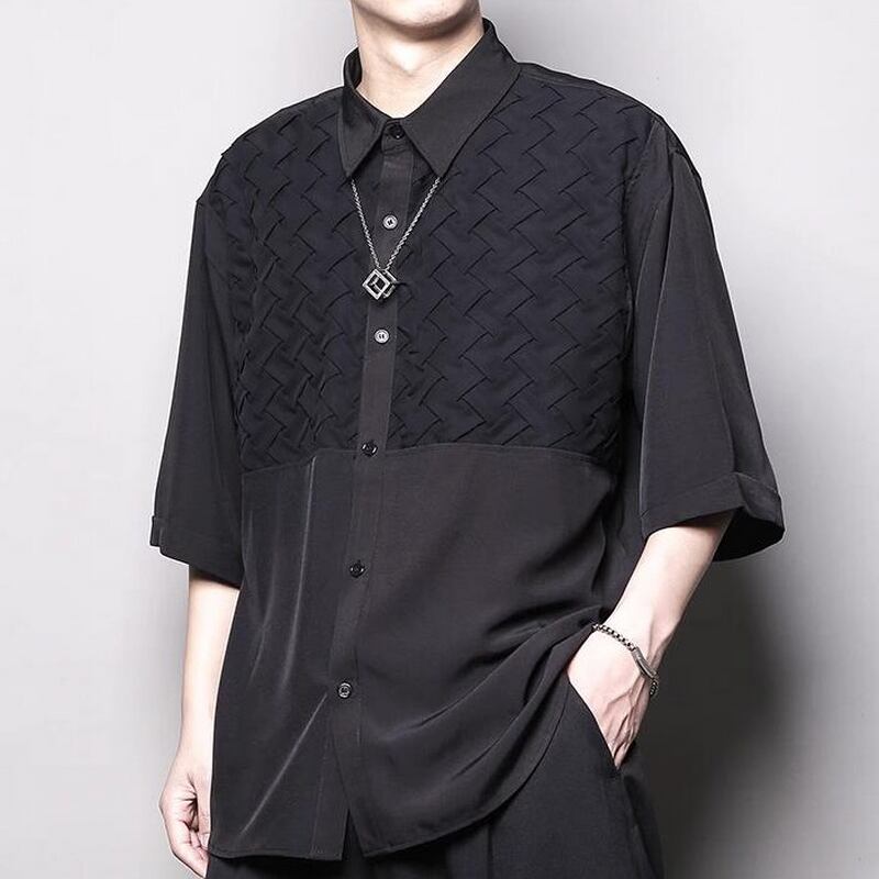 スプライシング半袖シャツ シャツ 半袖 10031