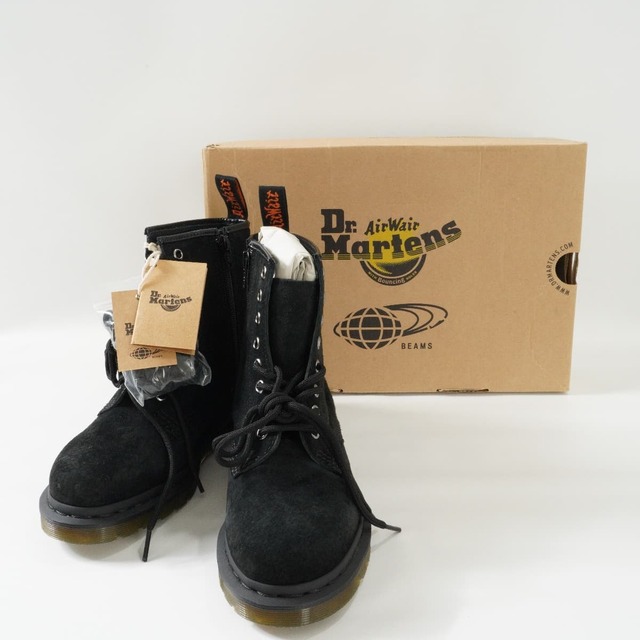 未使用 Dr.Martens × Ray BEAMS ドクターマーチン レイビームス 別注 8ホールサイドジップスエードブーツ シューズ 靴 UK5 黒