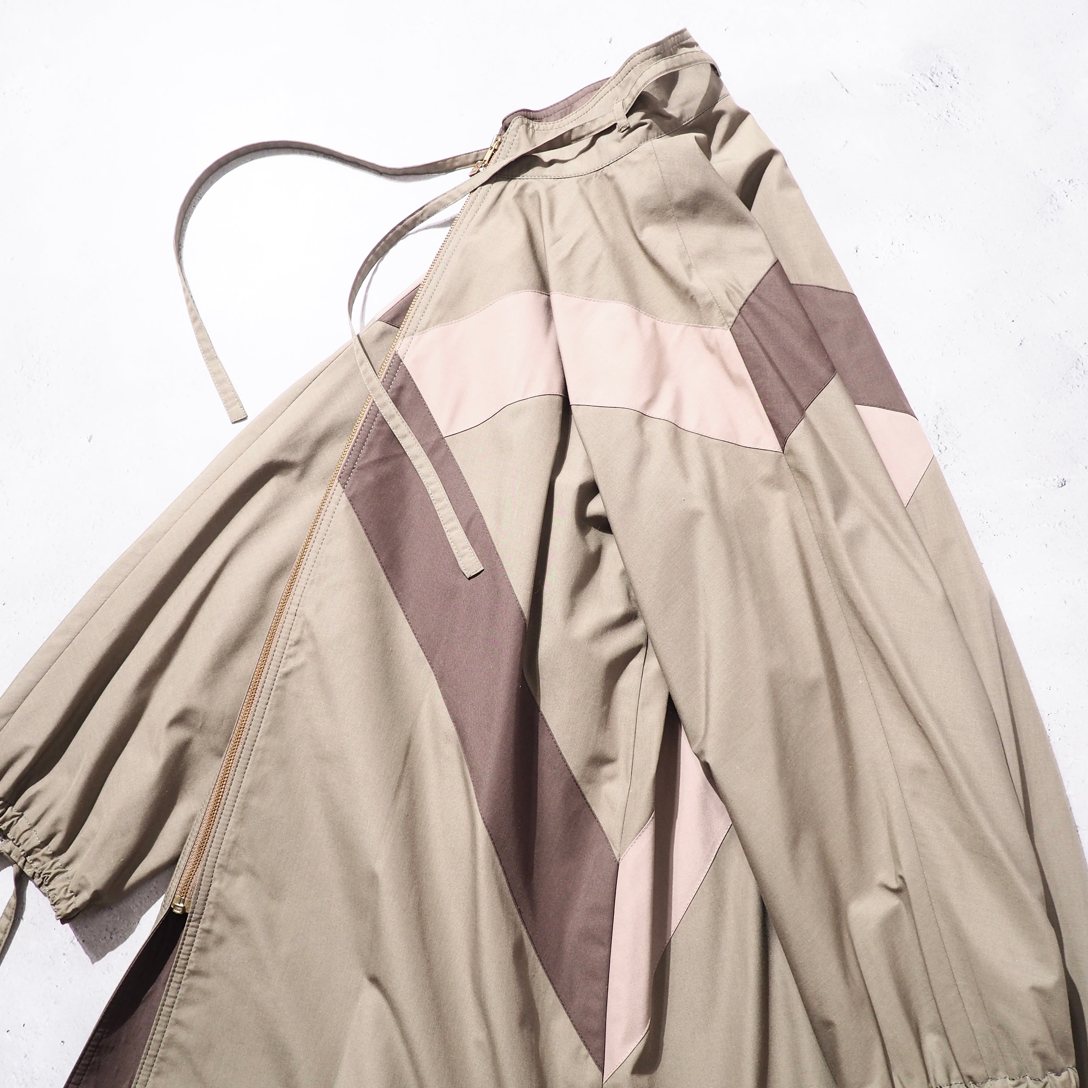 1980s " Unknown " Cross panel × Draw cord Design vintage Stand collar coat