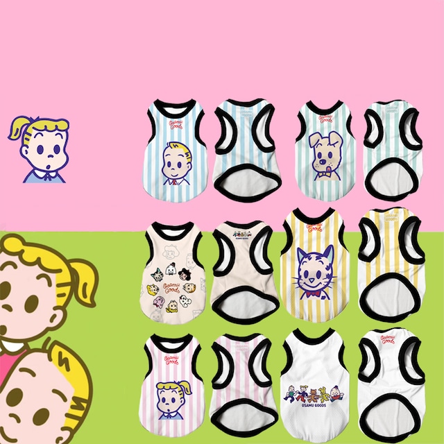 【PET】6種類展開オサムグッズ模様プリントメッシュタンクトップ