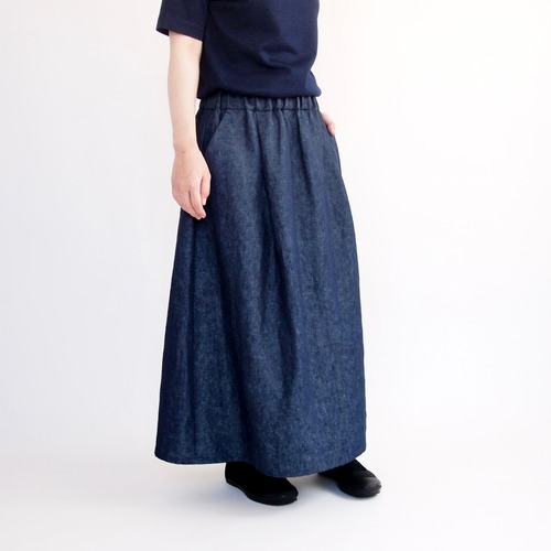 Irish linen denim tuck skirt (women's)