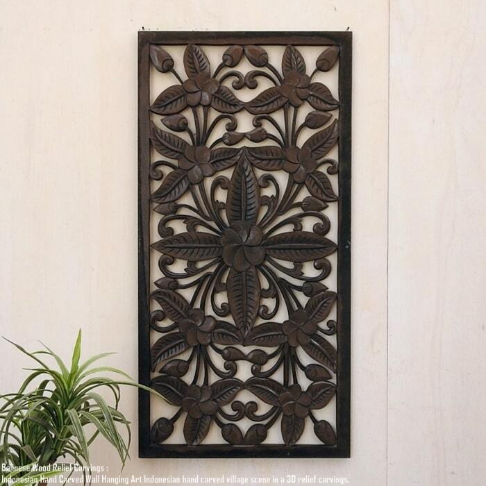 レリーフ 40cm×80cm Jepun DB プルメリア フランジパニ 長方形 ジュプン アートパネル 木彫り フレーム 彫刻アート 欄間 壁掛け 飾り 壁飾り アート インテリア パネル ウッドレリーフ ウッドパネル ウォールデコレーション オブジェ アジアン雑貨 バリ雑貨 バリ島 インテリア雑貨