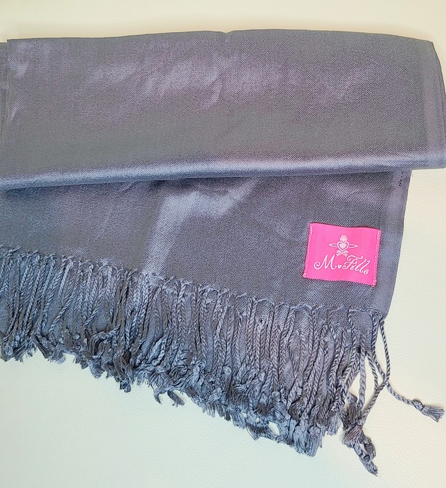 バンブーレーヨン100％ストール　グレー・レッド