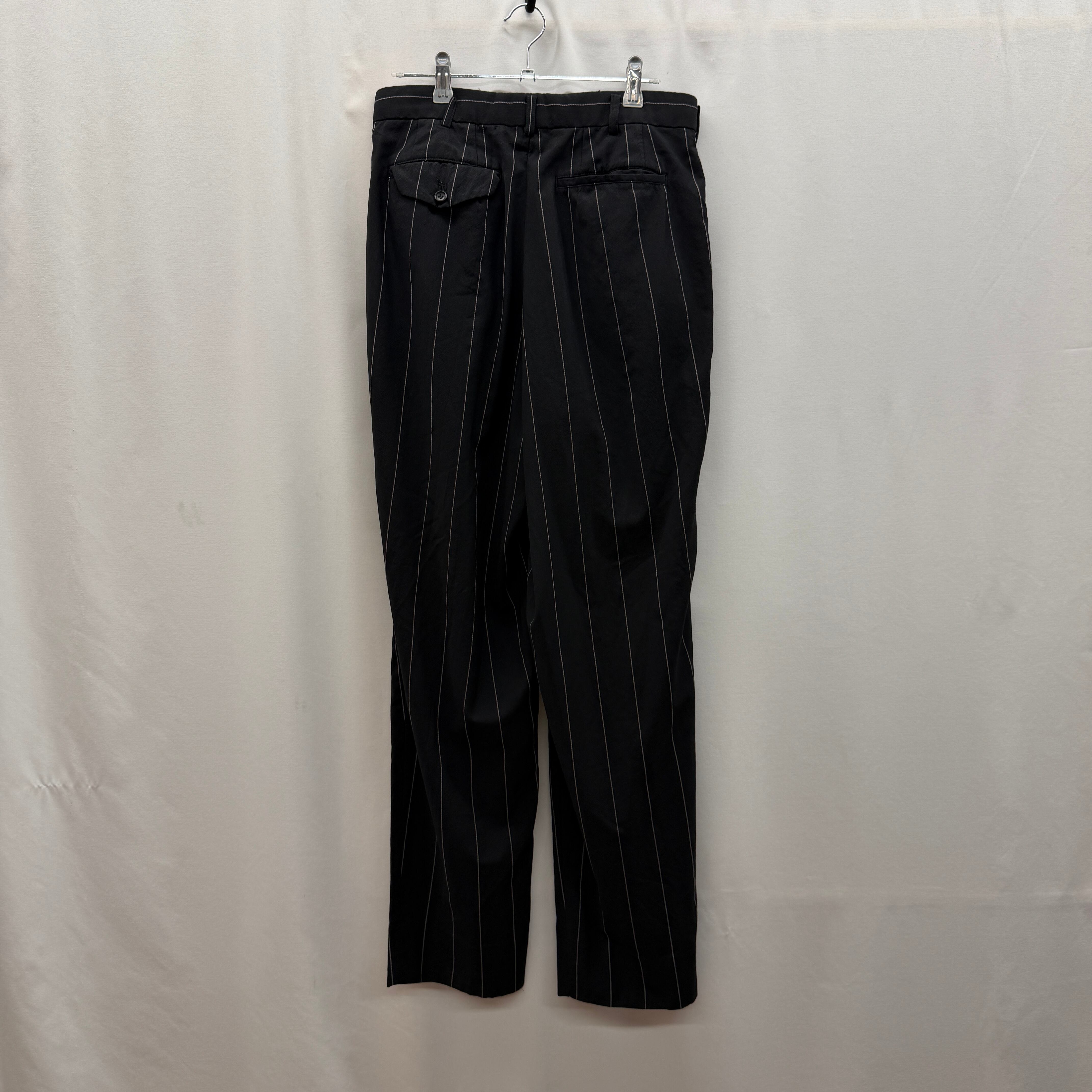 80's オム　ウールスラックス　ストライプ　ブラック Comme des Garçons HOMME PLUS】80s コムデギャルソン オムプリュス