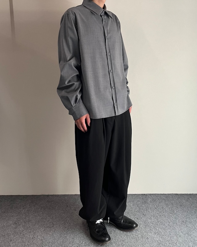 【+Plūs】wool layer collar shirt / grey