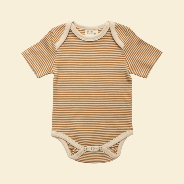 【Ziwi Baby】Short-sleeve Bodysuit - Ochre Stripe