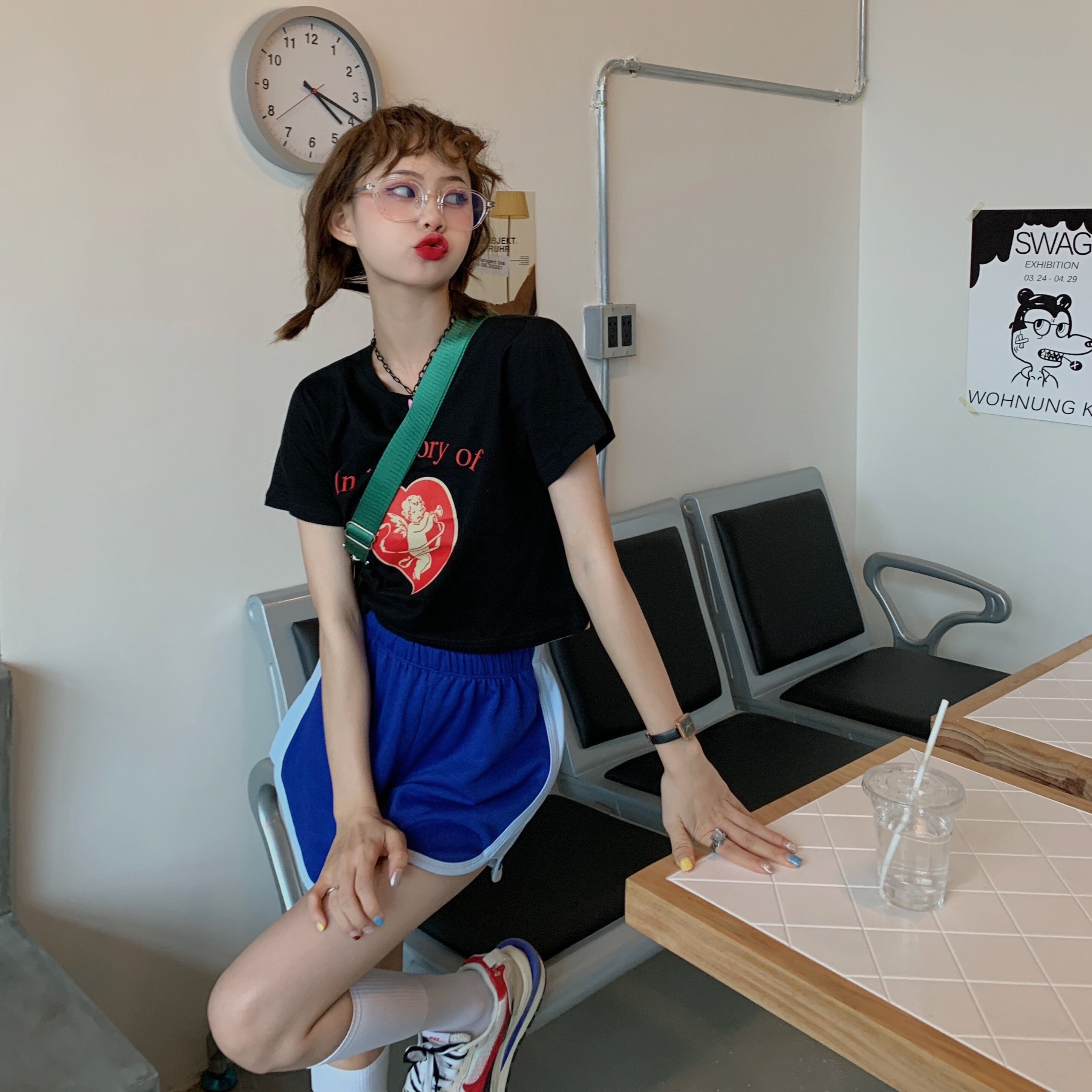 サマーレディースパターンショートトップス プリントラウンドネックTシャツ 夏物 Oネック モンロー57351372179