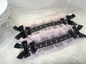 ♡【受注生産】No.10 薔薇刺繍＆黒基調 フリルレース ダブルリボンヘッドドレス black×white ♡
