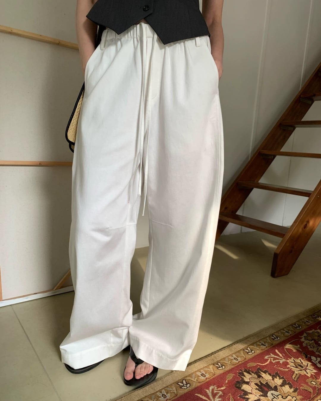 ドローストリング ワイドパンツ