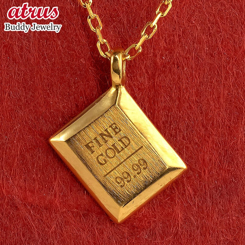 24金 純金 インゴット型 ネックレス レディース ペンダントトップ