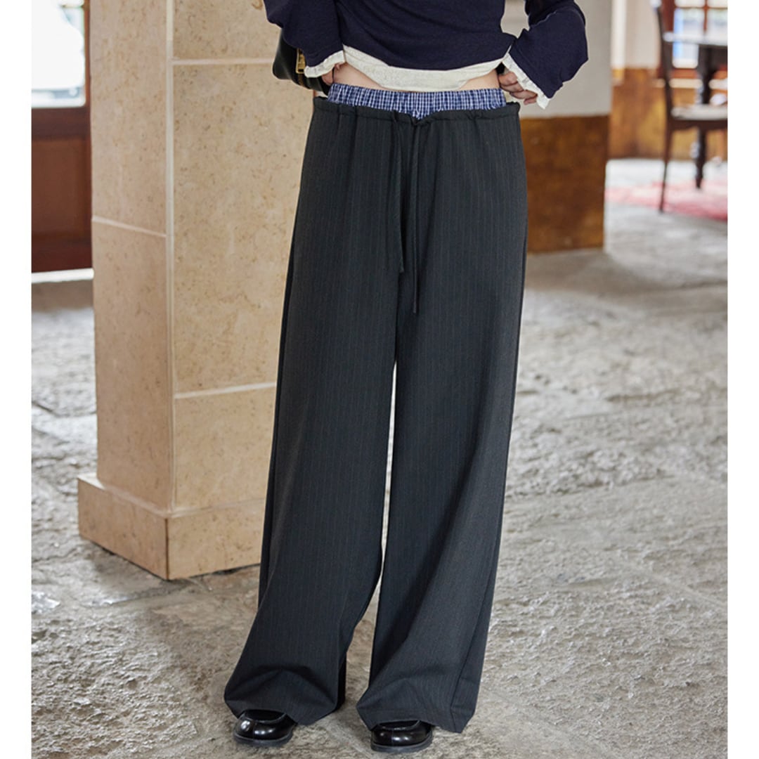 casual gray striped pants