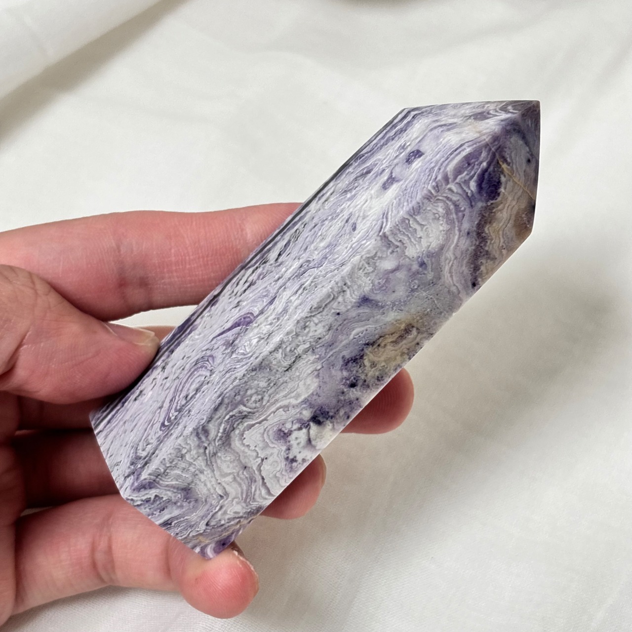 バイオレットレースストーン*250713*天然石*タワー*置き物*インテリアストーン