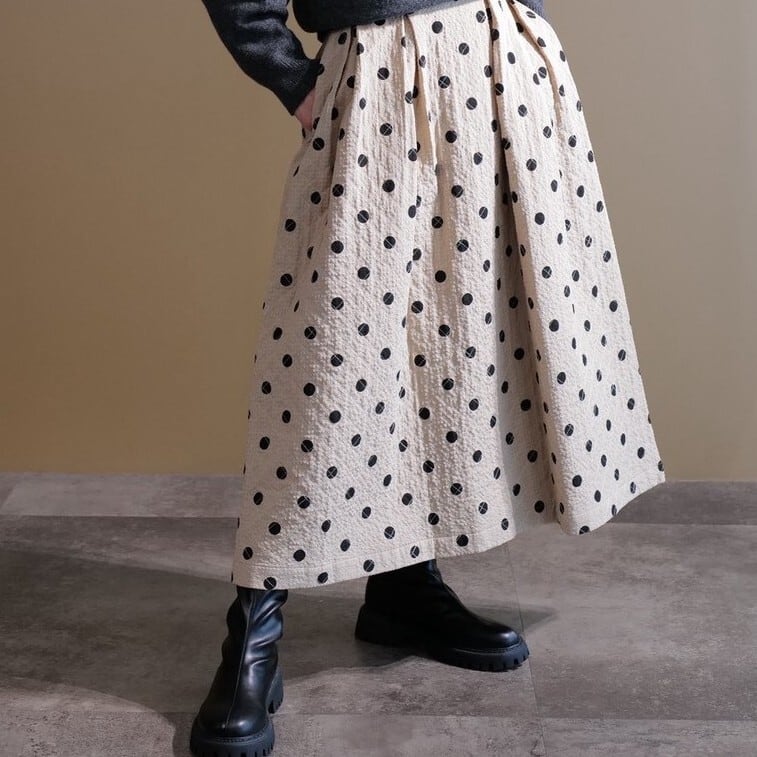 ■ドットタックフレアスカート(ベージュ)