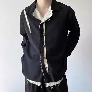 Frayed Contrast Panel Jacket【TR3341】
