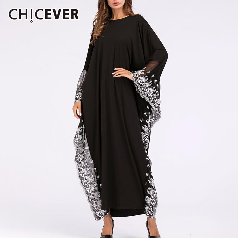 CHICEVERアダルトレース刺繡ローブマキシドレス女性バットウィングスリーブシックなガウンカフタンラマダンEIDアバヤプラスサイズ レッド 刺繍 大きめサイズ 6base5193422664