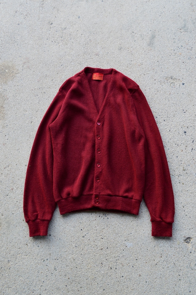 KINGS ROAD by Sears 1970's ORLON ACRYLIC Vintage Knit Cardigan Burgundy キングスロード シアーズ 70s オーロンアクリル カーディガン