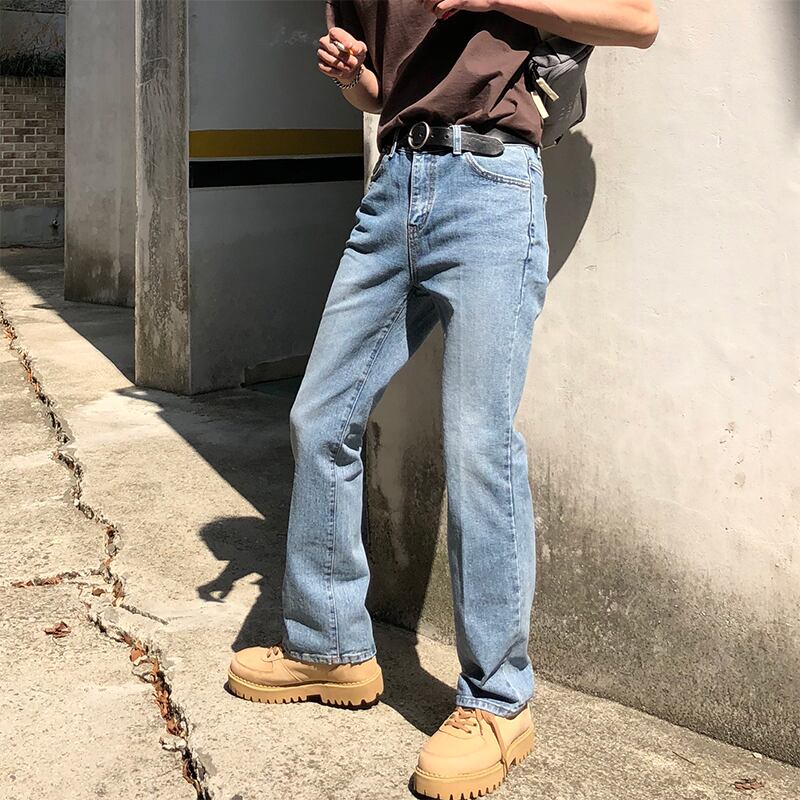 全1色 デニム パンツ ストレート カジュアル 無地 おしゃれ