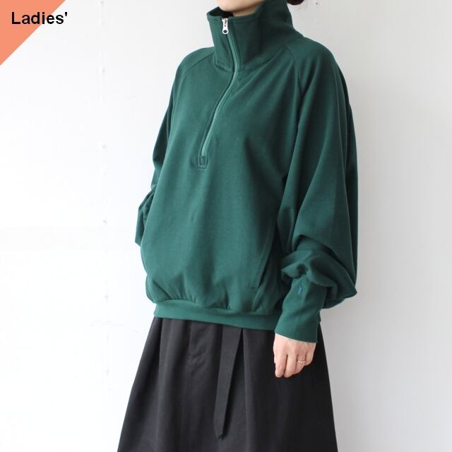 IKITSUKE フレンチテリーハーフZIPプルオーバー (Dark Green)