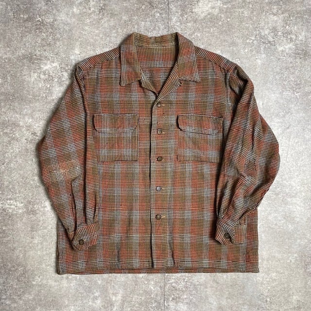 Vintage 50s オープンカラー 開襟 ふるし ワーク シャツ ウール Vintage 50s オープンカラー 開襟 ふるし ワーク シャツ ウール