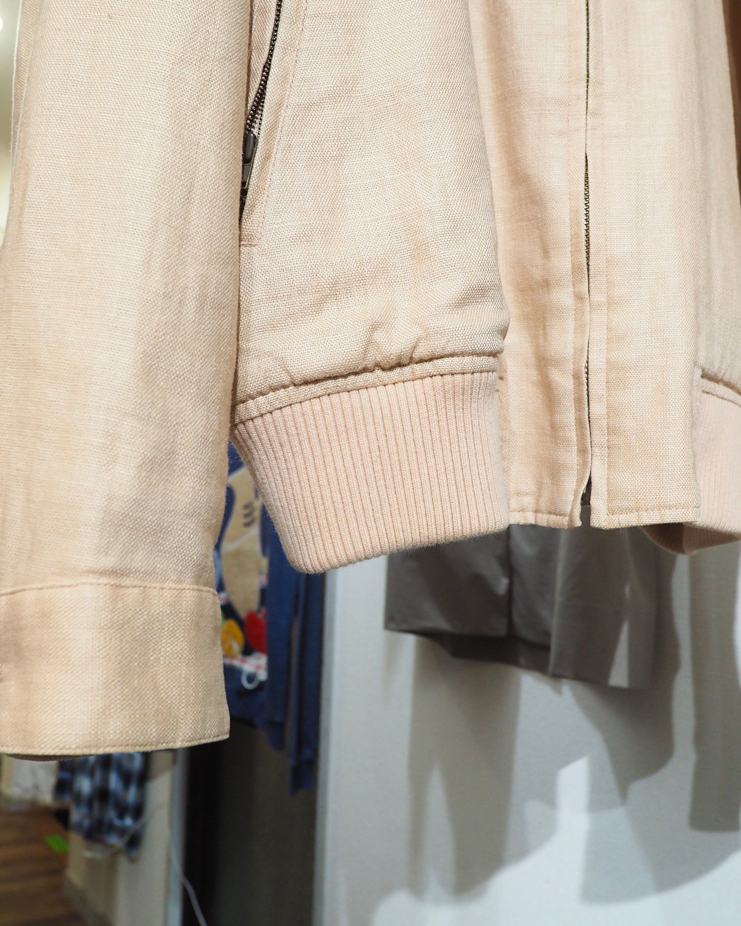" PAPAS " Soft Light Beige color vintage loose Linen jacket