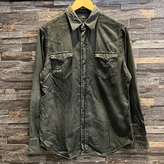 RALPH LAUREN BLACK CHAMBRAY WESTERN SHIRT