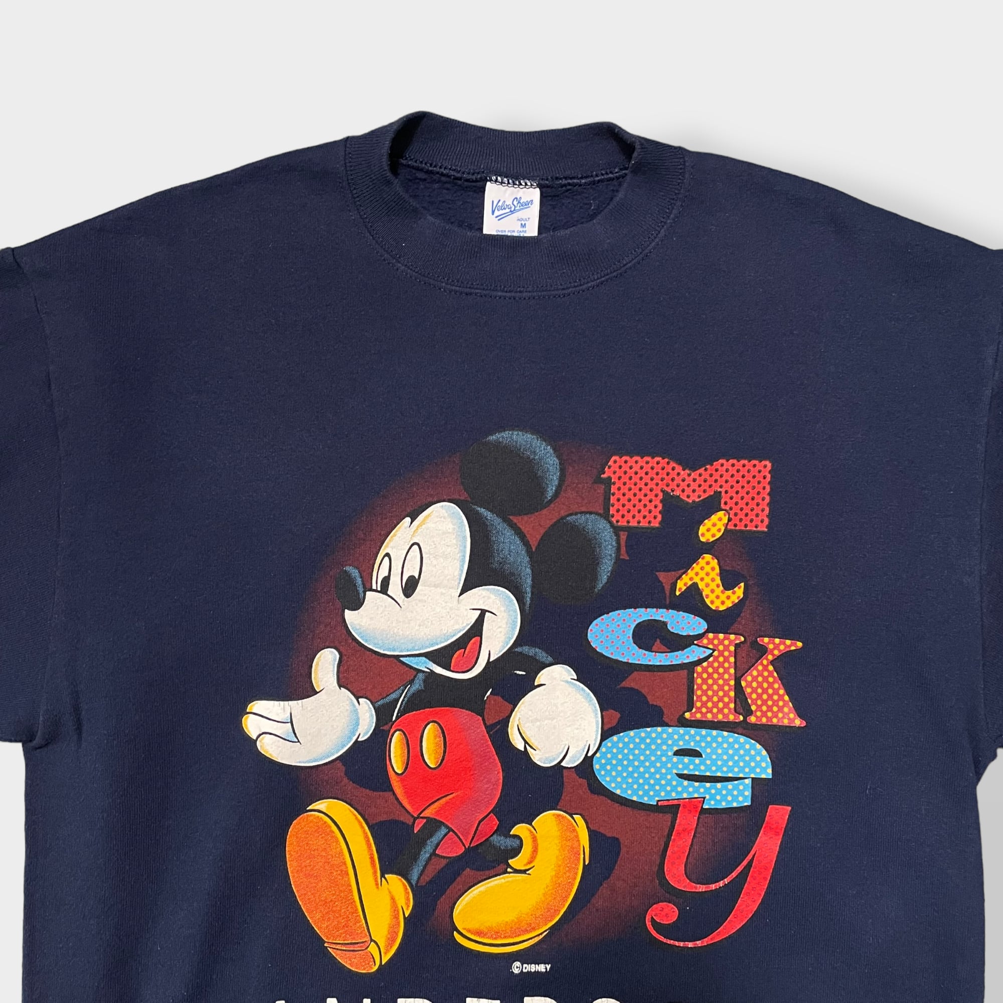 90年代 USA製 Velva Sheen MICKEY MOUSE ミッキーマウス スウェット DISNEY ディズニー ネイビー (メンズ XL)   O7794