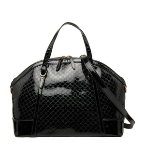 グッチ マイクログッチシマ ハンドバッグ ショルダーバッグ 2WAY 309614 ブラック エナメル レディース GUCCI 【中古】