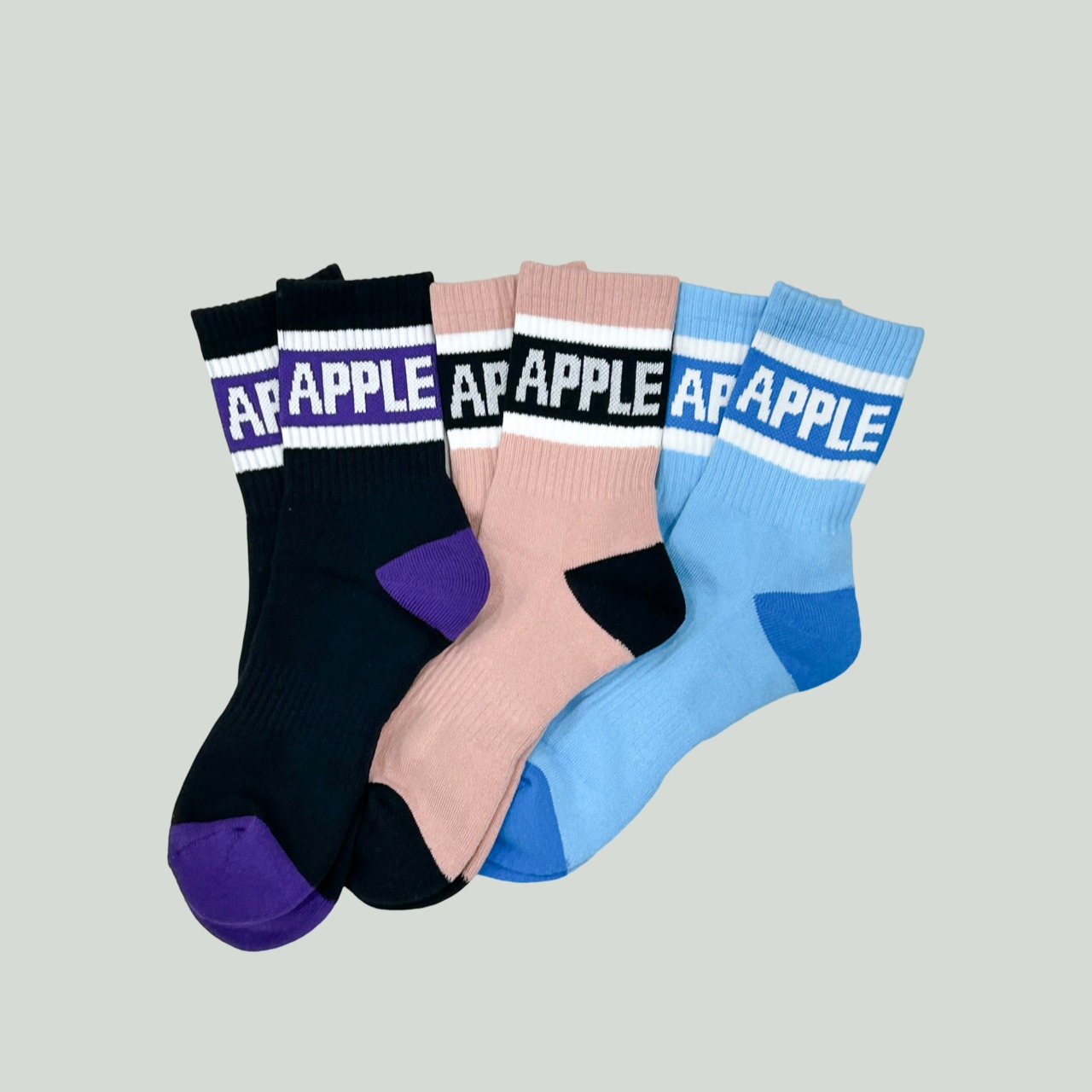 アシンメトリーデザインソックス２　スモーキーピンク