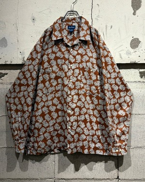 【Caka otto】Paisley Pattern Vintage Linen L/S Open Collar Shirt