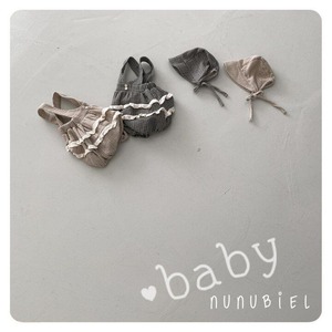【即納】nunubiel check romper&bonnet