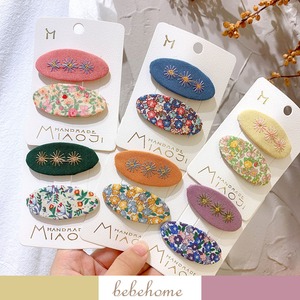 GOODS花柄刺しゅう楕円形ヘアピン2点