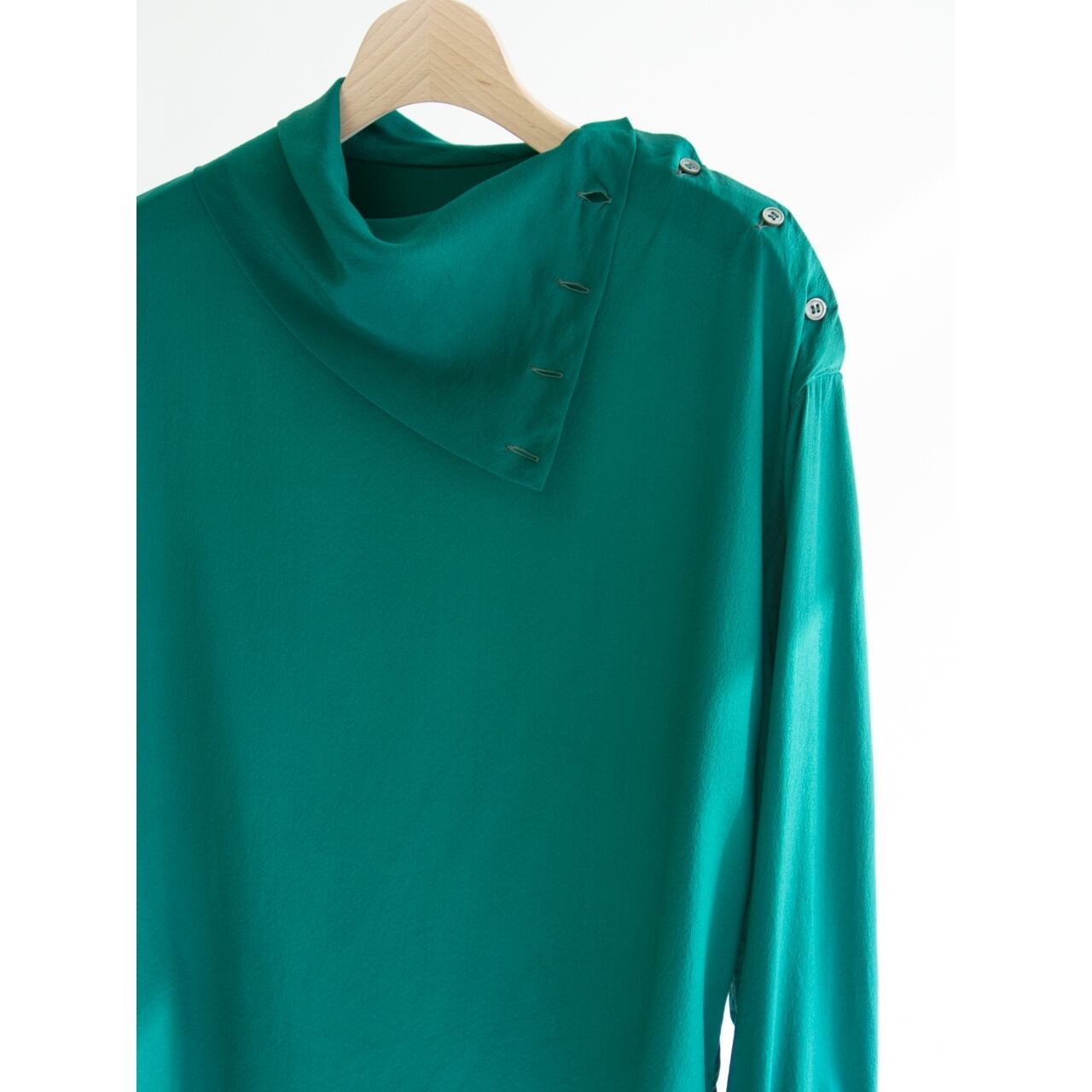 【Unknown Brand】100% Silk Oversized High-neck Blouse（オーバーサイズ ハイネックシルクブラウス）