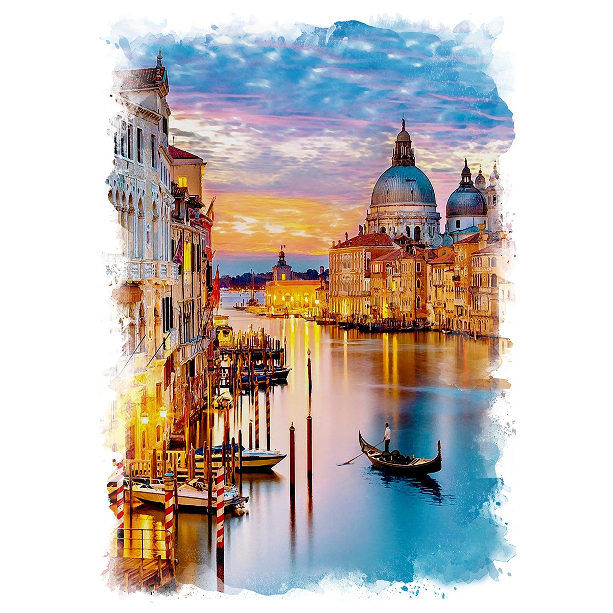 絵画 風景画(街並み) イタリア 夕暮れ時のヴェネツィア 「インテリア 