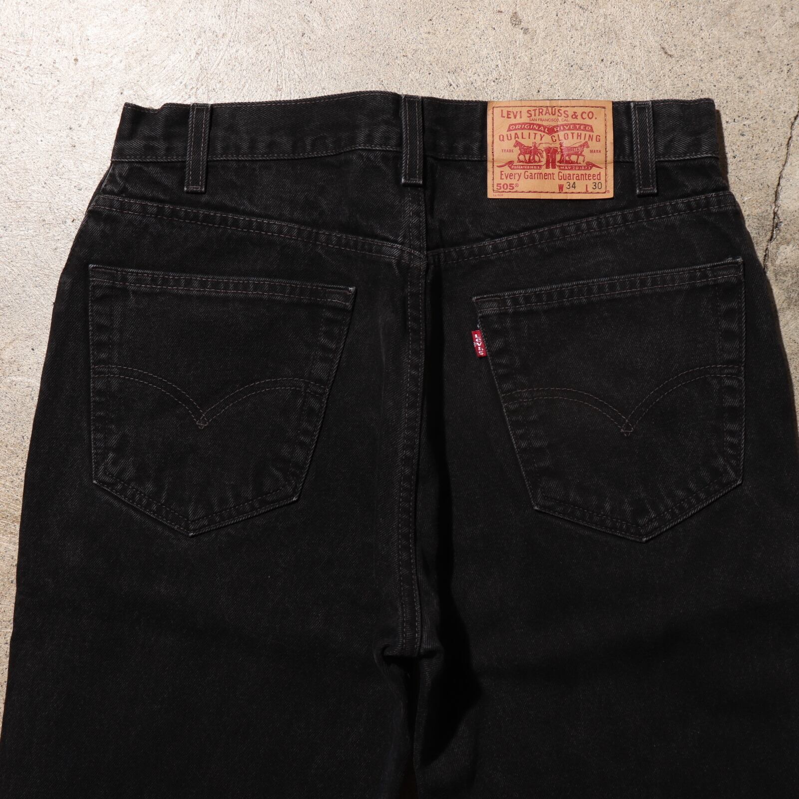 極美品 34×30 サルファー メキシコ Levi's 505 ブラックデニムパンツ