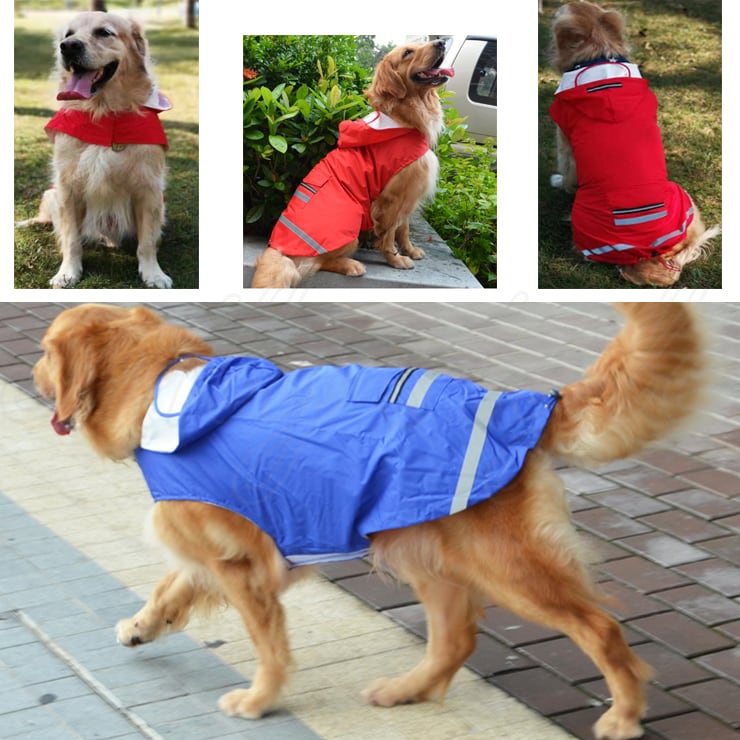中型犬・大型犬用 マジックテープのレインコート 犬 ドッグウェア