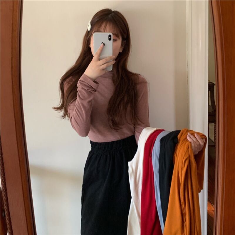 シャツ オータムウィンタースリム長袖スリーブカラートップス ロング 秋物 冬物 YY-ファッション41432994942