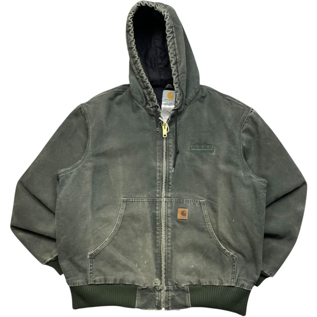 《L》 Carhartt カーハート アクティブジャケット ワークジャケット 企業刺繍ロゴ フェード モスグリーン MOS no.9424