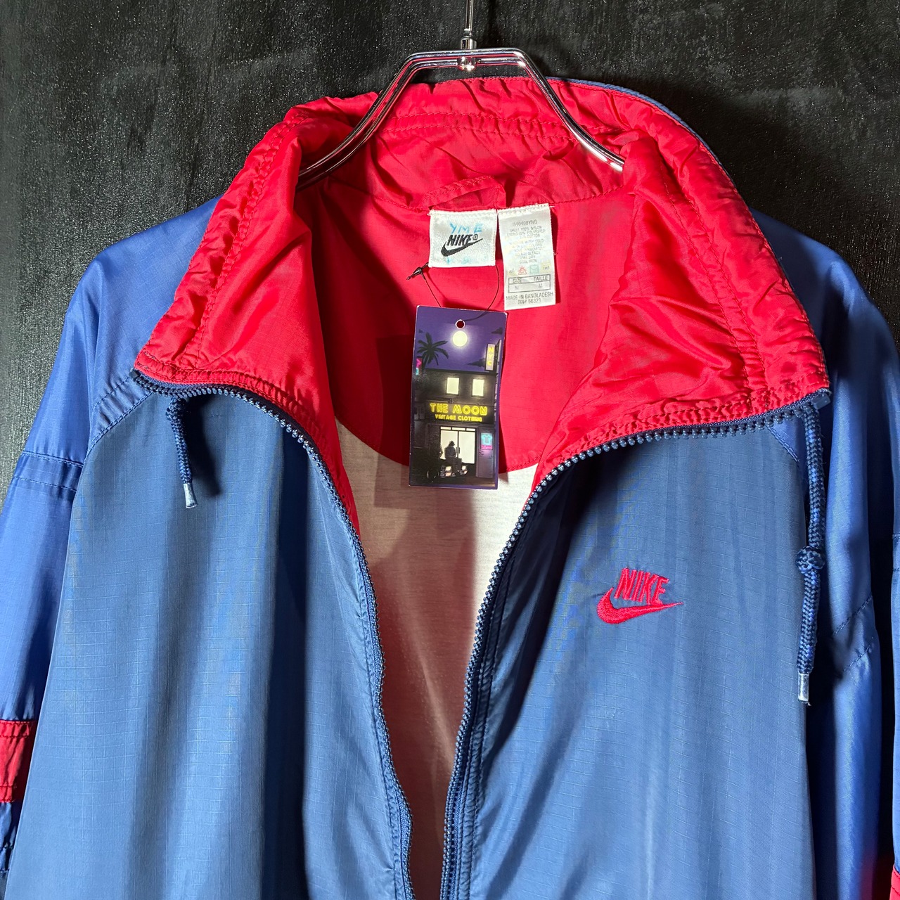90s NIKE ナイロンジャケット　企業ロゴ　ナイキ　ネイビー