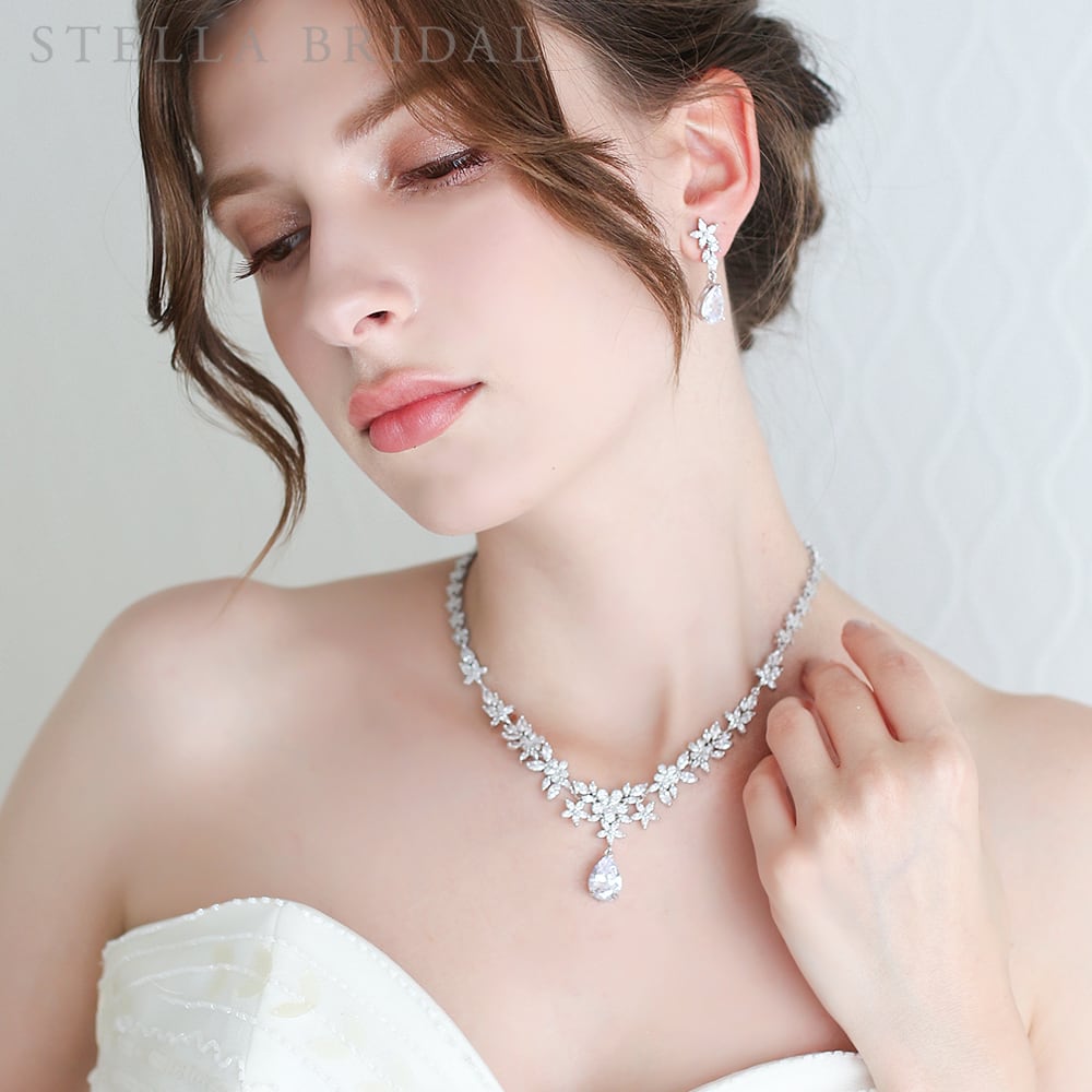 ステラブライダル ウェディング ネックレス ピアス セット
