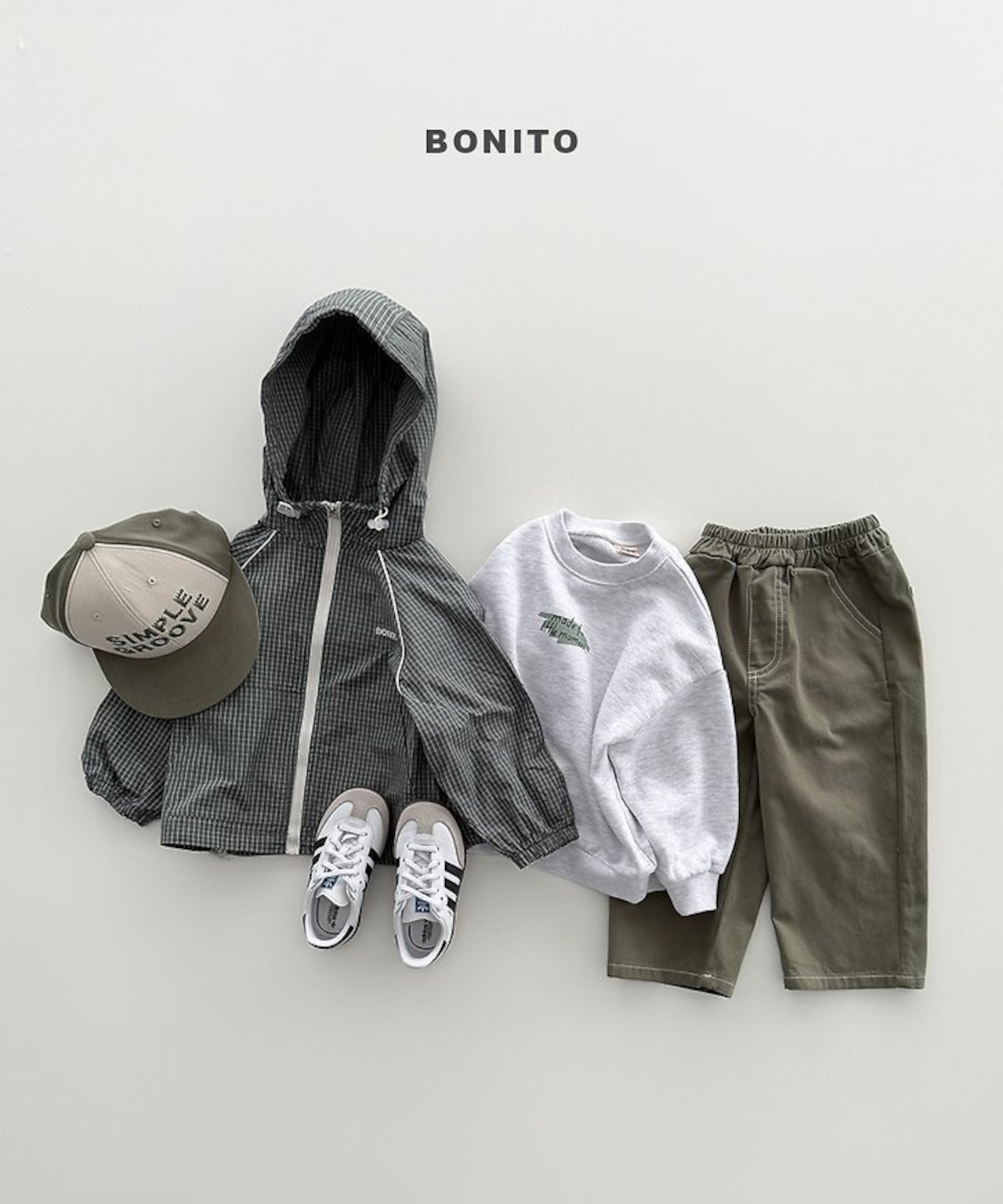 韓国子供服 / BONITO / 26Autumn / チェック柄パイピングウィンドブレーカー / 秋服 *12M~JM *