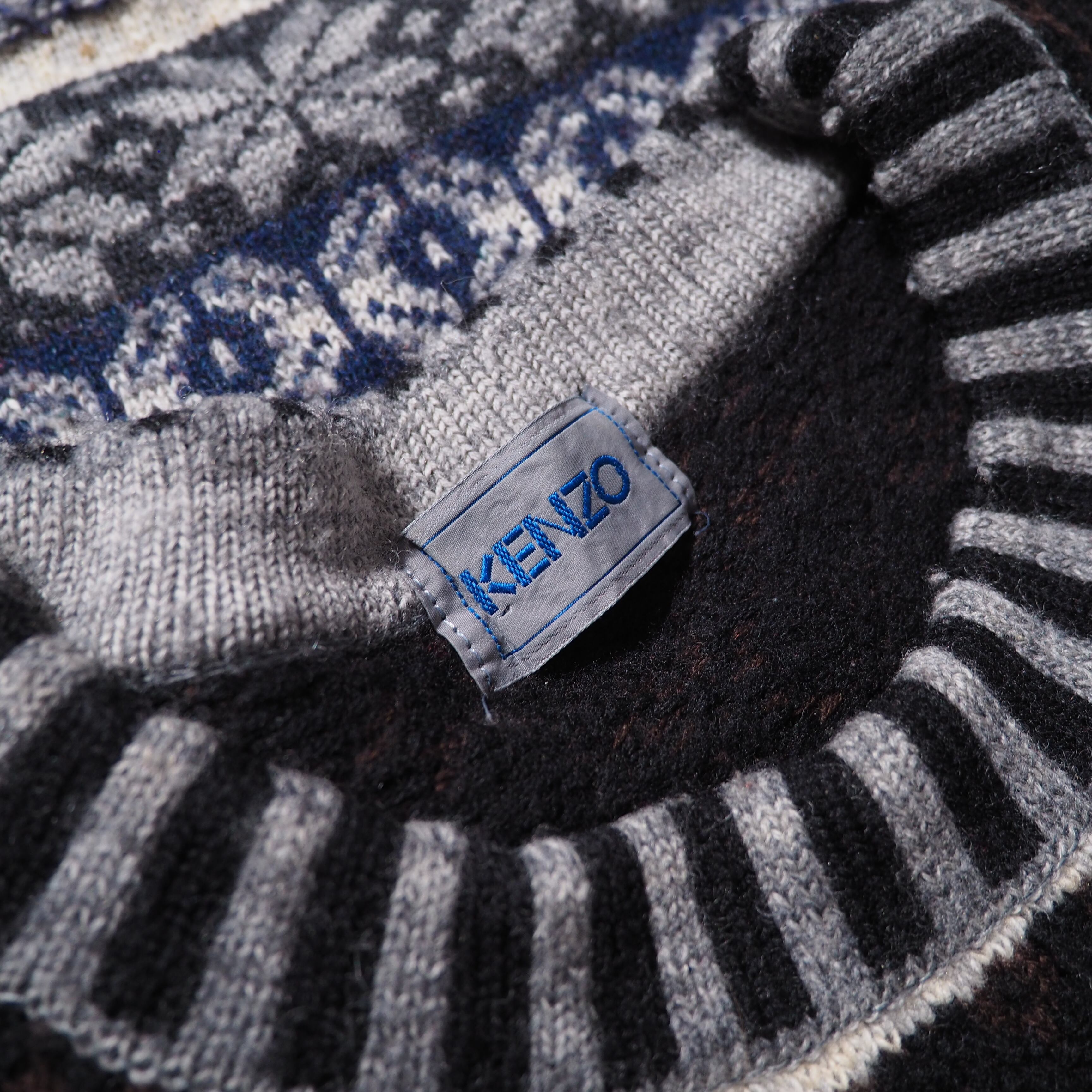1990s ” KENZO ” Cold Nordic × check pattern combinations vintage knit