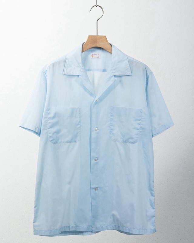 vintage open collar cotton x polyester short sleeve shirt
